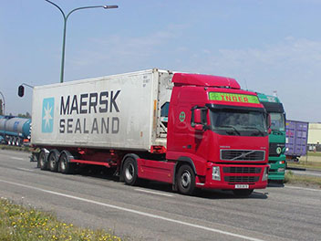 An image of a Maersk container on a truck